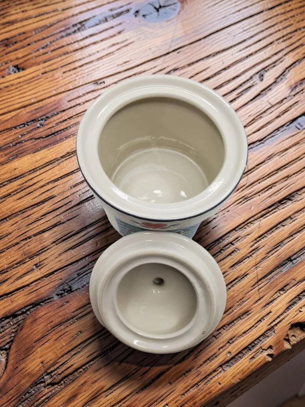 vintage transfar international ceramic checkerboard farms small crock